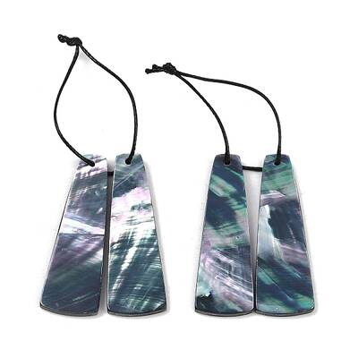 2Pcs Natural Black Lip Shell Pendants