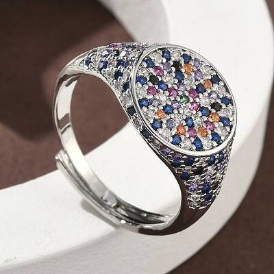Brass Micro Pave Cubic Zirconia Cuff Rings for Women