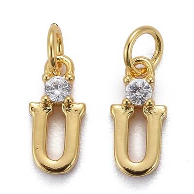 Brass Micro Pave Clear Cubic Zirconia Pendants