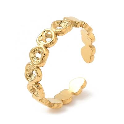304 Stainless Steel Hollow Heart Open Cuff Rings for Women