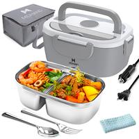 Electric Lunch Box Food Heater, 65W Faster Heated, Food Warmer 110V/12V/24V Self Heating for Work/Car/Outdoors, Portable Heat...