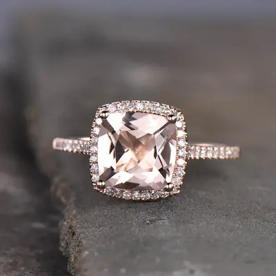 Cushion Morganite Waverly Diamond Engagement Ring Rose Gold