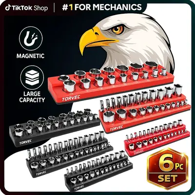Torvec 6-Piece Magnetic Socket Organizer Set, 1/2\