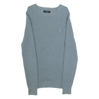 ALL SAINTS Mens Jumper Blue Waffle Knit M
