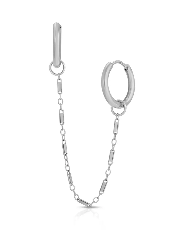 Quinny Chain Hoop | Metal Color: Silver