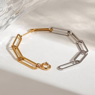 304 Stainless Steel Paper Clip Chain Bracelets for Men Women