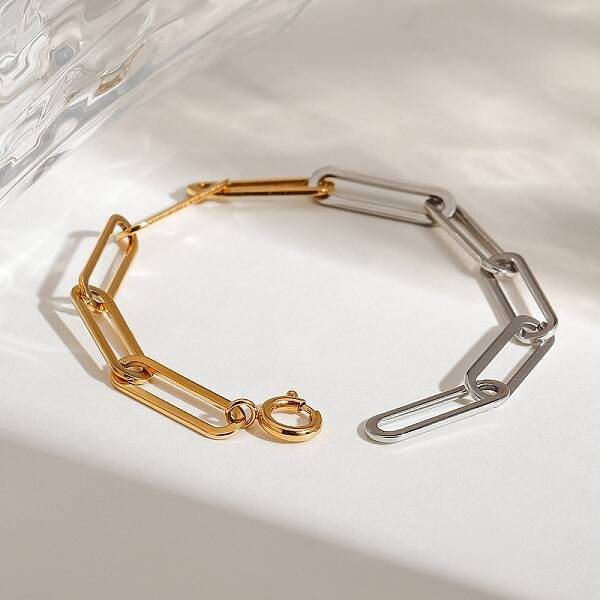 304 Stainless Steel Paper Clip Chain Bracelets for Men Women