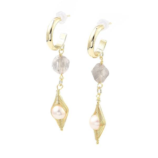 Brass Wire Wrap Half Hoop Earrings