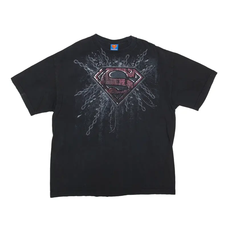 FIFTH SUN Superman T-Shirt Black Short Sleeve Mens XL