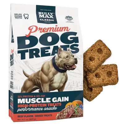 Bully Max Premium High Protein Dog Treats for Puppy & Adult Dogs - Training Dog Food Treats with 32% Protein, Real Meat, Vegg...