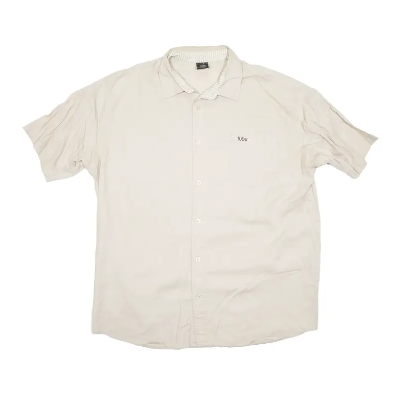 FUBU Plain Shirt Beige Short Sleeve Mens 2XL