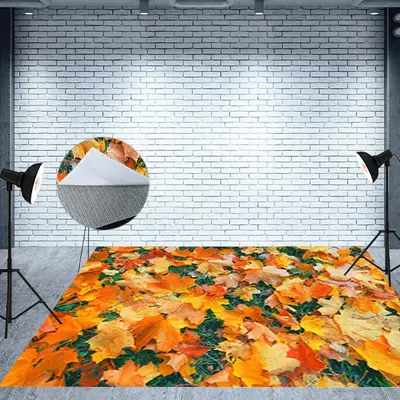 Aperturee Greenery Autumn Maple Leaf Fabric Floor Backdrop - Aperturee
