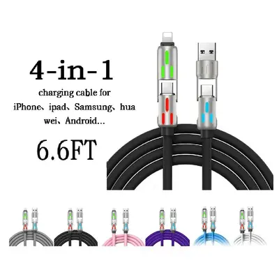 240W 4-in-One USB Charging Cable, Fast Charging,USB A+TYPE C+ Lightning Multi Functional Aluminum Alloy, Smartphone,iPhone1...