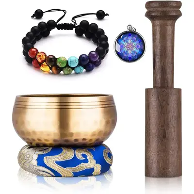 Meditation 3.5 Inch Singing Bowl Set - Handcrafted in Nepal, for Meditation, Yoga, Relaxation, Healing, Prayer, Mindfulness a...