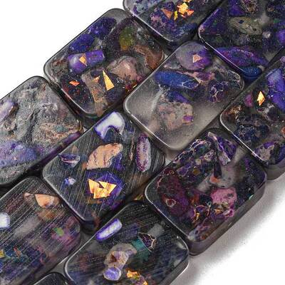 Dyed Natural Imperial Jasper with Resin Beads Strands