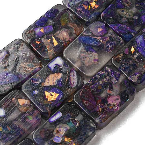 Dyed Natural Imperial Jasper with Resin Beads Strands