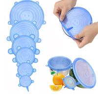 6pcs Stretch Lids for Food Storage, Reusable Stretchable Silicone Bowl Lid, Round Bowl Cover, Food Cover, Kitchen Gadgets, Me...