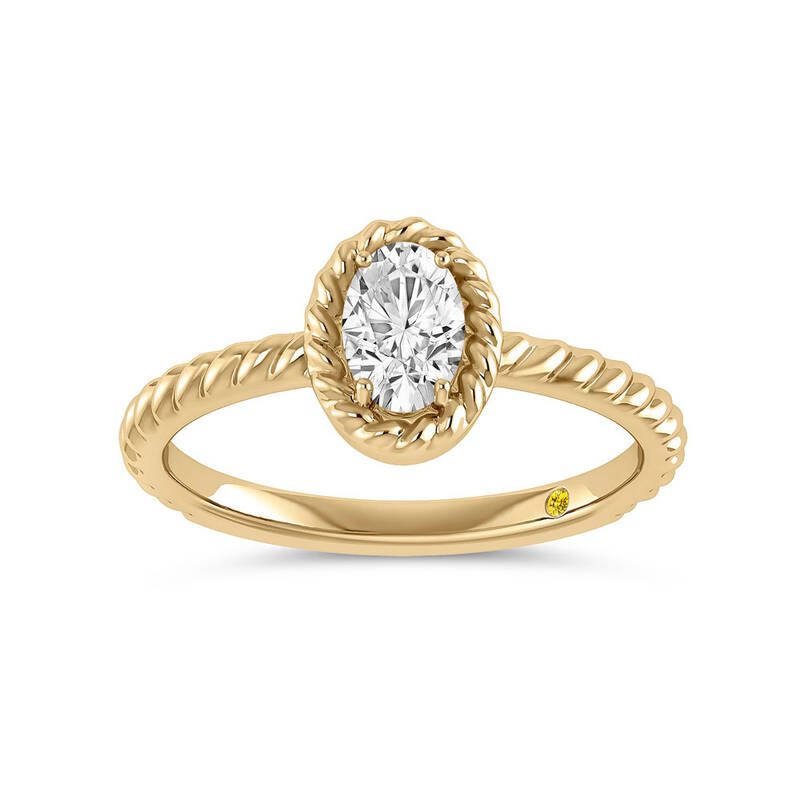 Soleil Lab Grown Solitiare Oval Shaped Diamond Ring | 18K Yellow Gold 2 1/2 CT. TW.