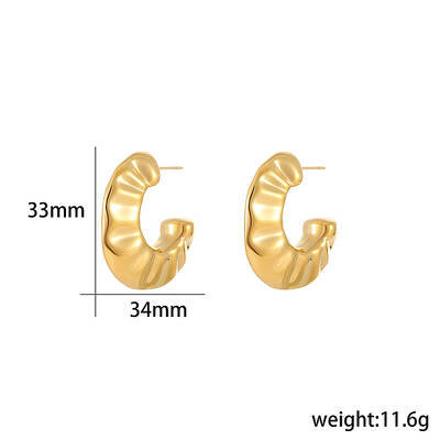 Stylish Stainless Steel C-Shaped Stud Earrings