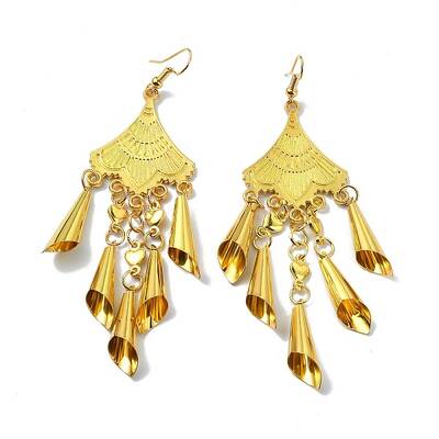 Golden Alloy Chandelier Earrings