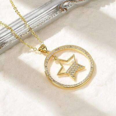 Brass Micro Pave Clear Cubic Zirconia Ring Pendant Necklaces