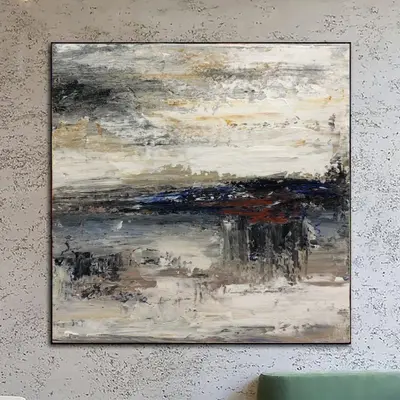 Abstract Painting Canvas Black and White Wall Art Neutral Painting Modern Artwork Contemporary Wall Art Luxury Painting for L...
