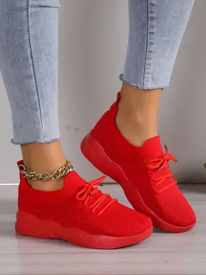 Valentine's Day Plus Size Low Top Lace Up Chunky Sock Sneakers for Women, 2024 Summer Trendy Comfortable Running Sports Shoes...