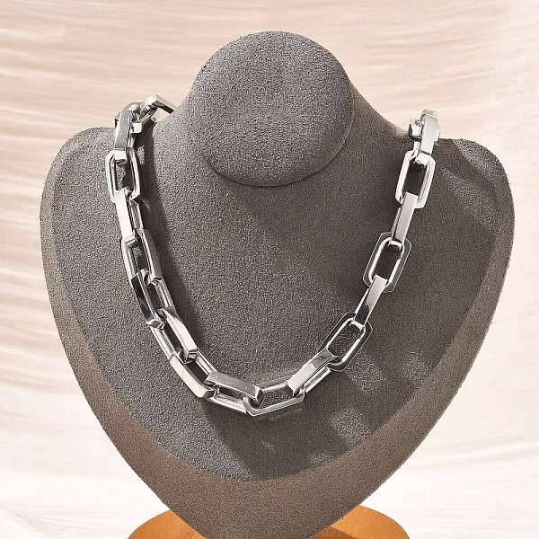 304 Stainless Steel Paperclip Chain Necklaces for Women Men