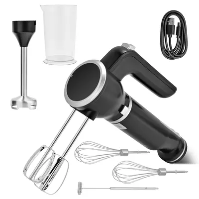 Pukomc Cordless Hand Mixer – 12-Speed, Wireless, Lightweight. Perfect for Baking, Whipping & Beating. Includes White Beater...