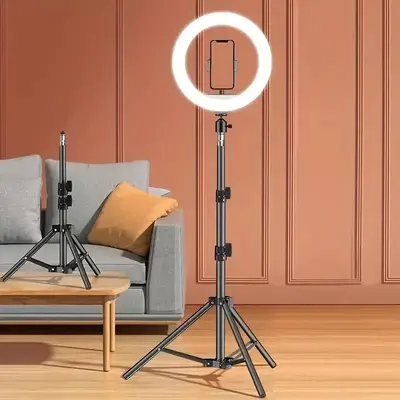 Selfie Ring Light with Phone Holder Tripod, 1 Set USB Powered LED Light, Summer Gift, Selfie Lamp with Telescopic Stand for ...