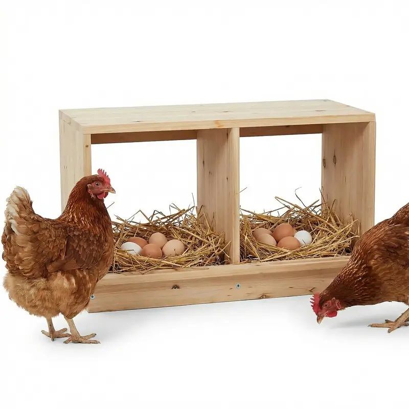 Garvee Heavy Duty Wooden Chicken Nesting Box – Easy Assembly, Durable Single Layer Design, Two Compartments for Hens and Du...