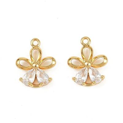 Brass Micro Pave Clear Cubic Zirconia Charms