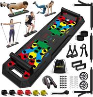 LALAHIGH Home Gym Kit, All-in-One Fitness Equipment with Push-Up Board, Resistance Bands with Bar, Pilates Bar, Pulley and Mu...