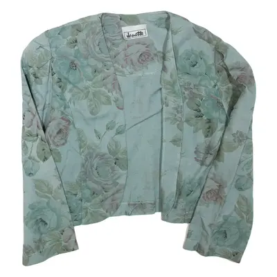 JANETTE Womens Kimono Top Blue Long Sleeve Floral L