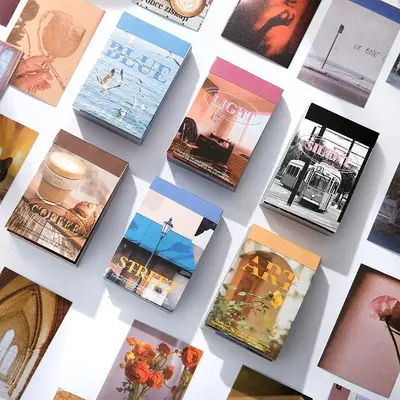 Random Color Scenery Pattern Sticker, 50pcs/set Self Adhesive Decal, DIY Creative Paster for Gifts Scrapbook Refrigerator Pho...