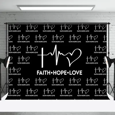Black Faith Hope Love Electrocardiogram Backdrop