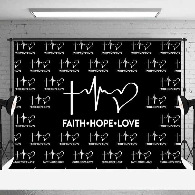 Black Faith Hope Love Electrocardiogram Backdrop