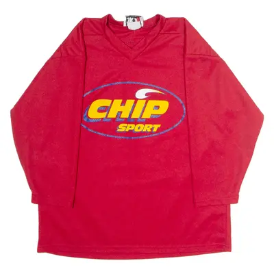 OKAY Chip Sport Mens Jersey Red 3/4 Sleeve 90s V-Neck M