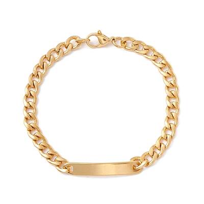 Ion Plating(IP) 304 Stainless Steel Curb Chain with Bar Link Bracelet for Men Women