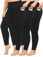【Plus Size】 Solid High Waist Pocket Leggings, Casual Basic Comfy Breathable Skinny Pants for Women, Leggings for Women, G...