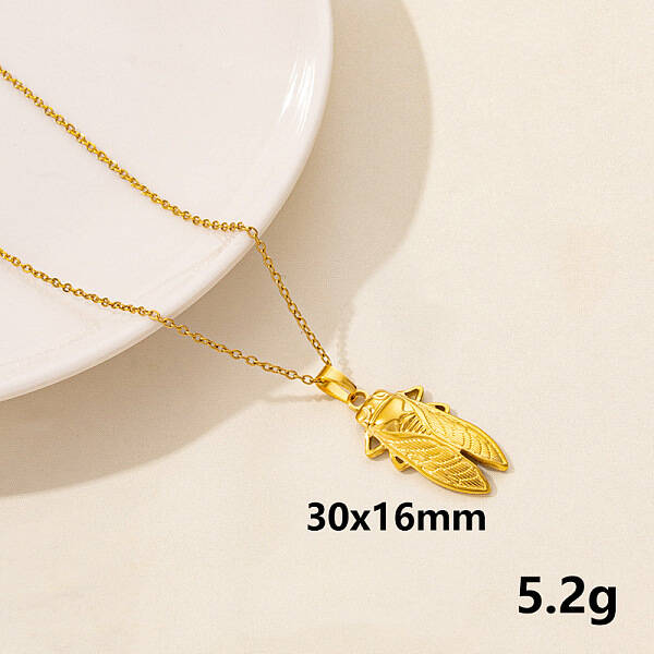 Stainless Steel Insect Pendant Necklace Unisex Jewelry