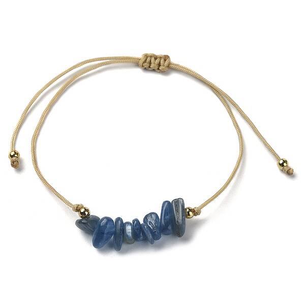 Natural Kyanite Chips Braided Bead Bracelets