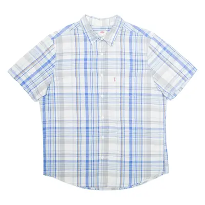 LEVI'S Standard Mens Shirt Blue Plaid L