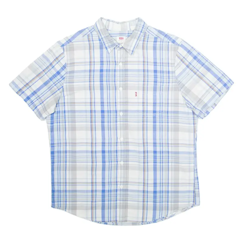 LEVI'S Standard Mens Shirt Blue Plaid L