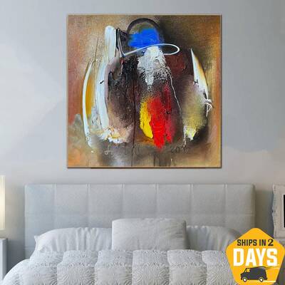 Colorful Painting on Canvas Original Textured Wall Art Modern Minimalist Oil Painting for Office Decor | SEDIMENT 19.7"x...