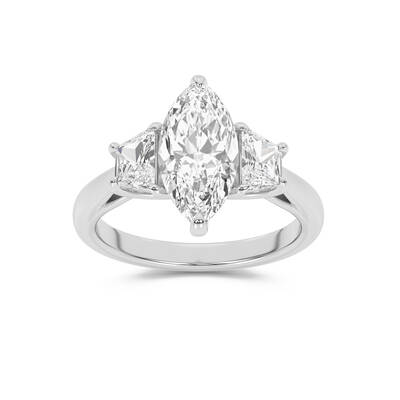 Amara Chand Lab Grown Marquise Shape Diamond Engagement Ring | 18K White Gold 4 1/4 CT. TW.