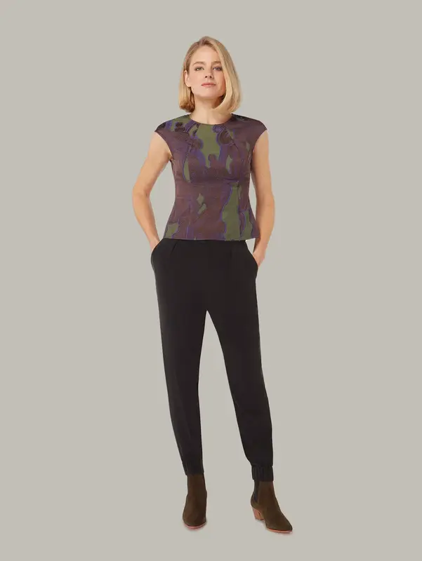 SOLIDAGO | Fitted Hourglass Top | Colour: PURPLE-OLIVE | Size: UK 8 (US 2)
