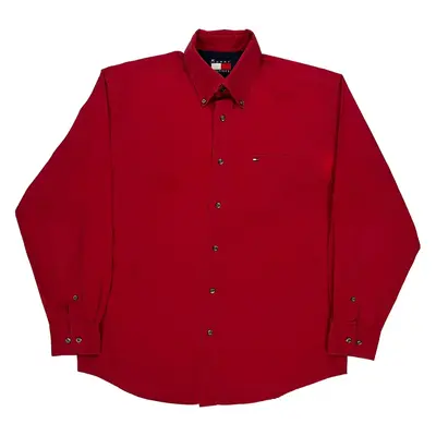 Tommy Hilfiger Fitted Shirt - Medium Red Cotton