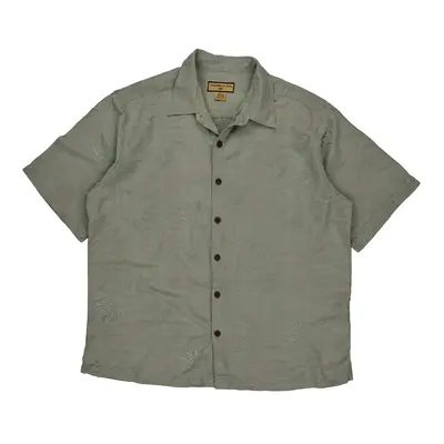 Caribbean Joe Hawaiian Shirt - XL Grey Silk