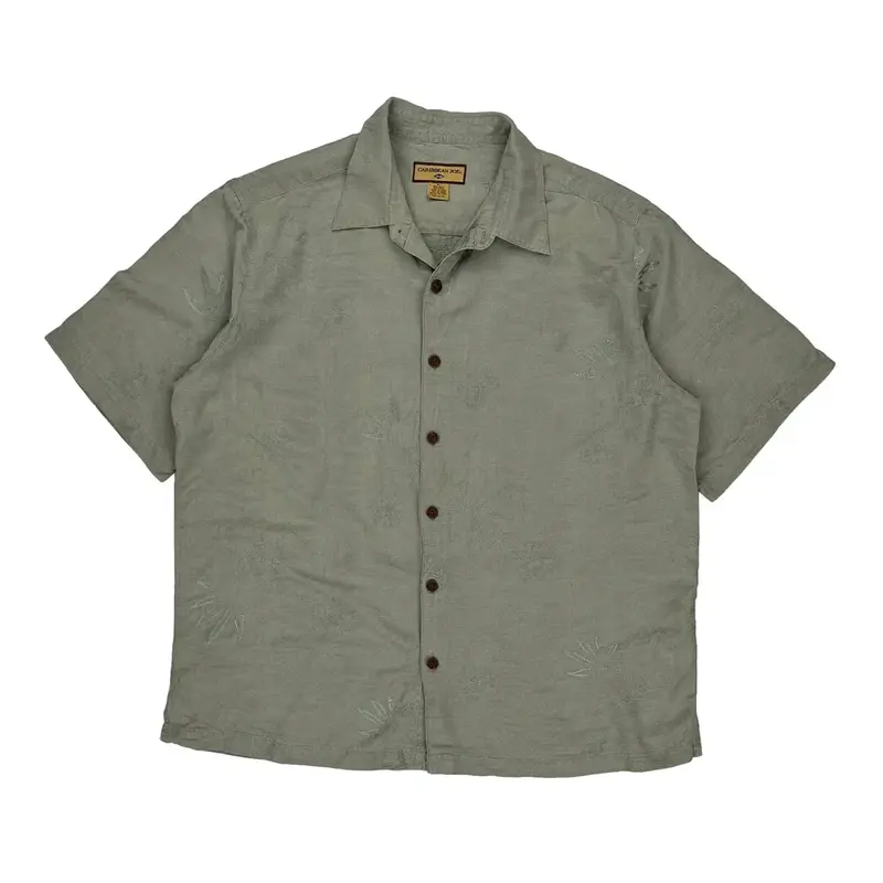 Caribbean Joe Hawaiian Shirt - XL Grey Silk